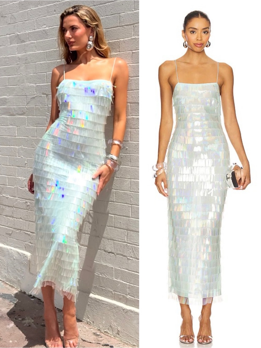 Retrofete Alana Sequin Embellished Midi Dress Eucalyptus NEW with tags